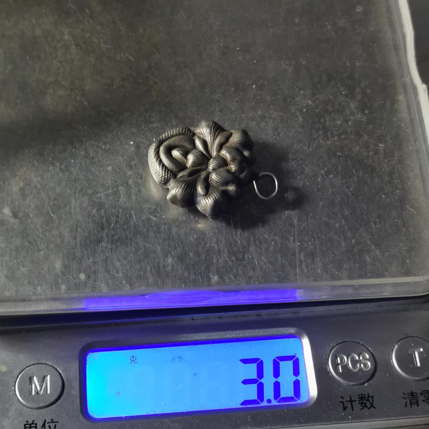 杂件专场98期 清代精美银吊坠，双面工立体花纹