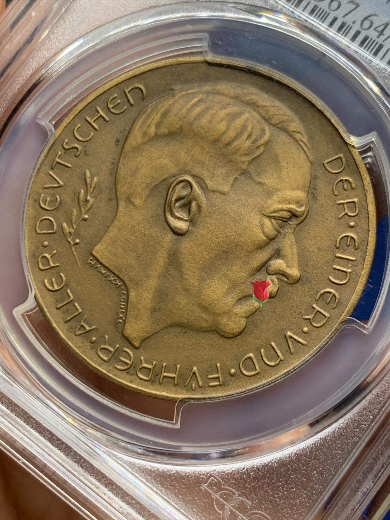 《竞宝斋》第464场 周日，周一，周二，3场连拍 （全场包邮）欢迎送拍 PCGS SP64 德国1938年吞并奥地利纪念铜章，铜章高分比银章少见