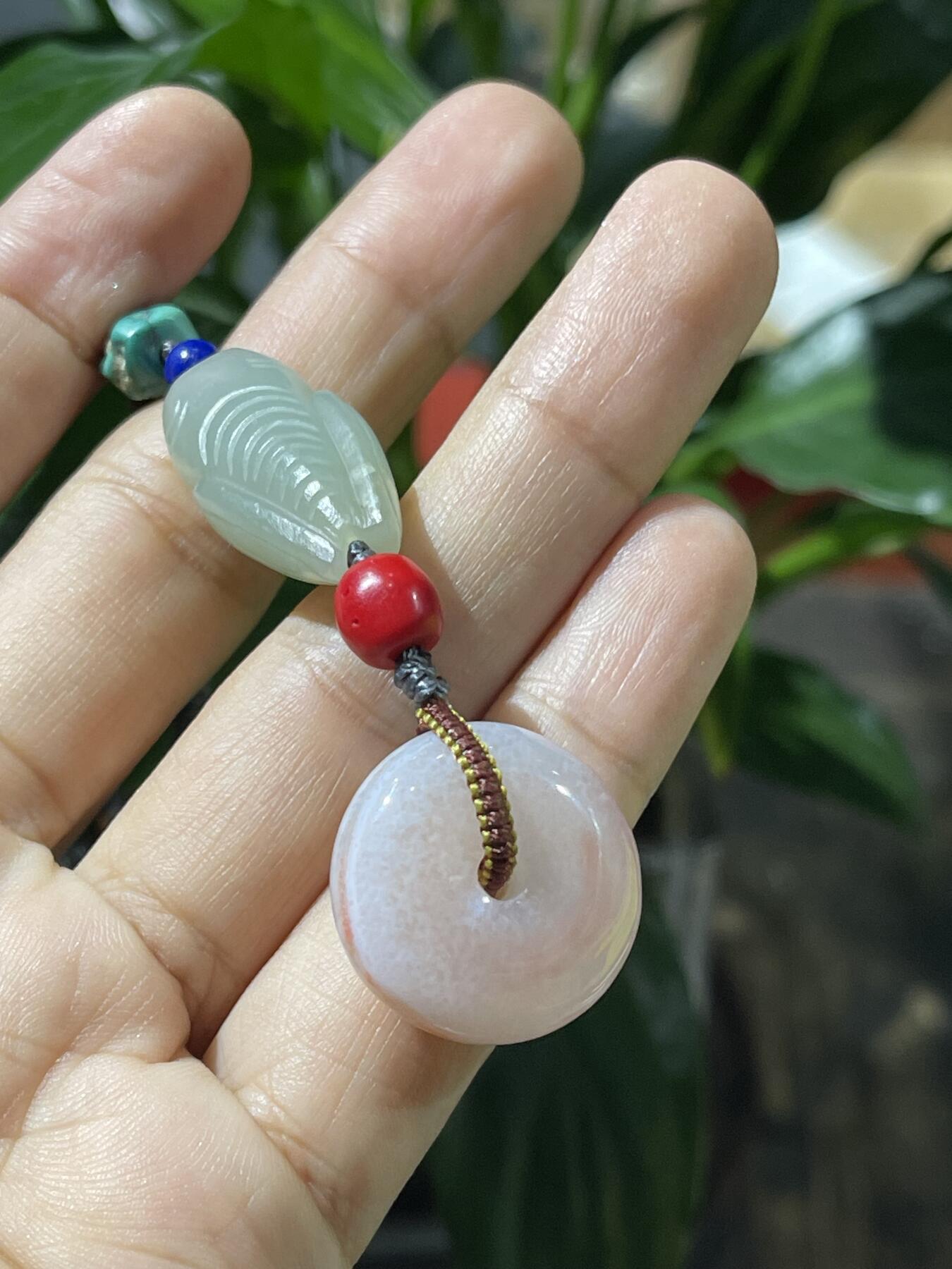 和田玉籽料手工挂饰 和田玉一鸣惊人平安扣挂饰