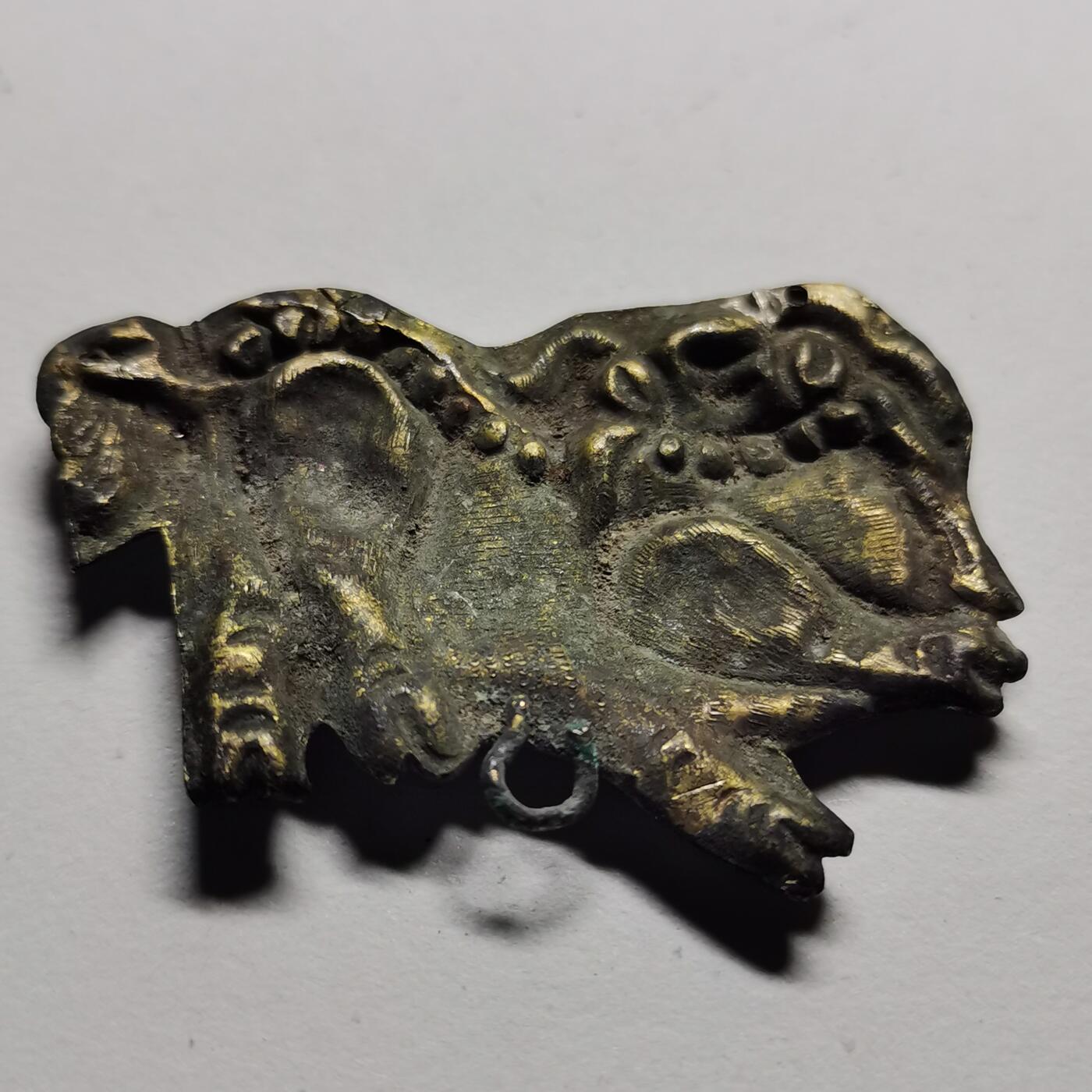 杂件专场98期 清代老银鎏金狮子，金水足