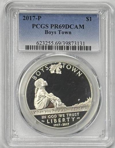 S&S Numismatic世界钱币-拍卖 第120期  - 获奖币-美国2017年 男孩镇 1美元精制纪念银币 26.7克900银 PCGS PR69DCAM