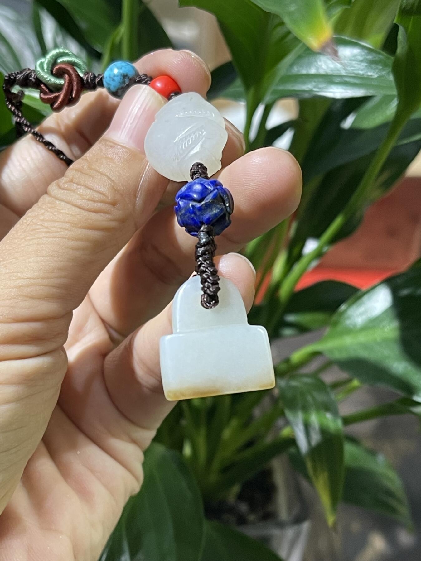 和田玉籽料手工挂饰 和田玉猴，锁手机挂