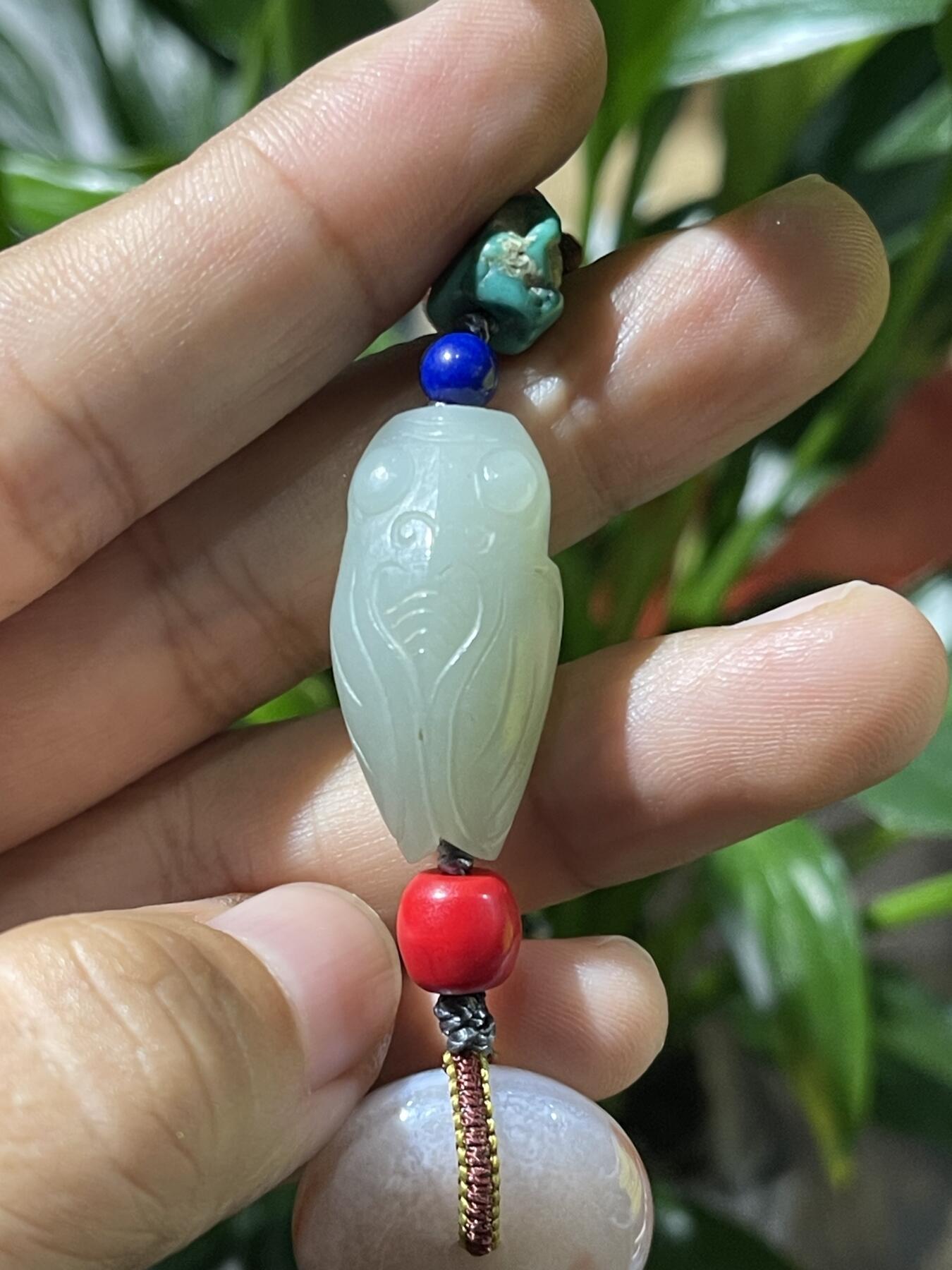 和田玉籽料手工挂饰 和田玉一鸣惊人平安扣挂饰