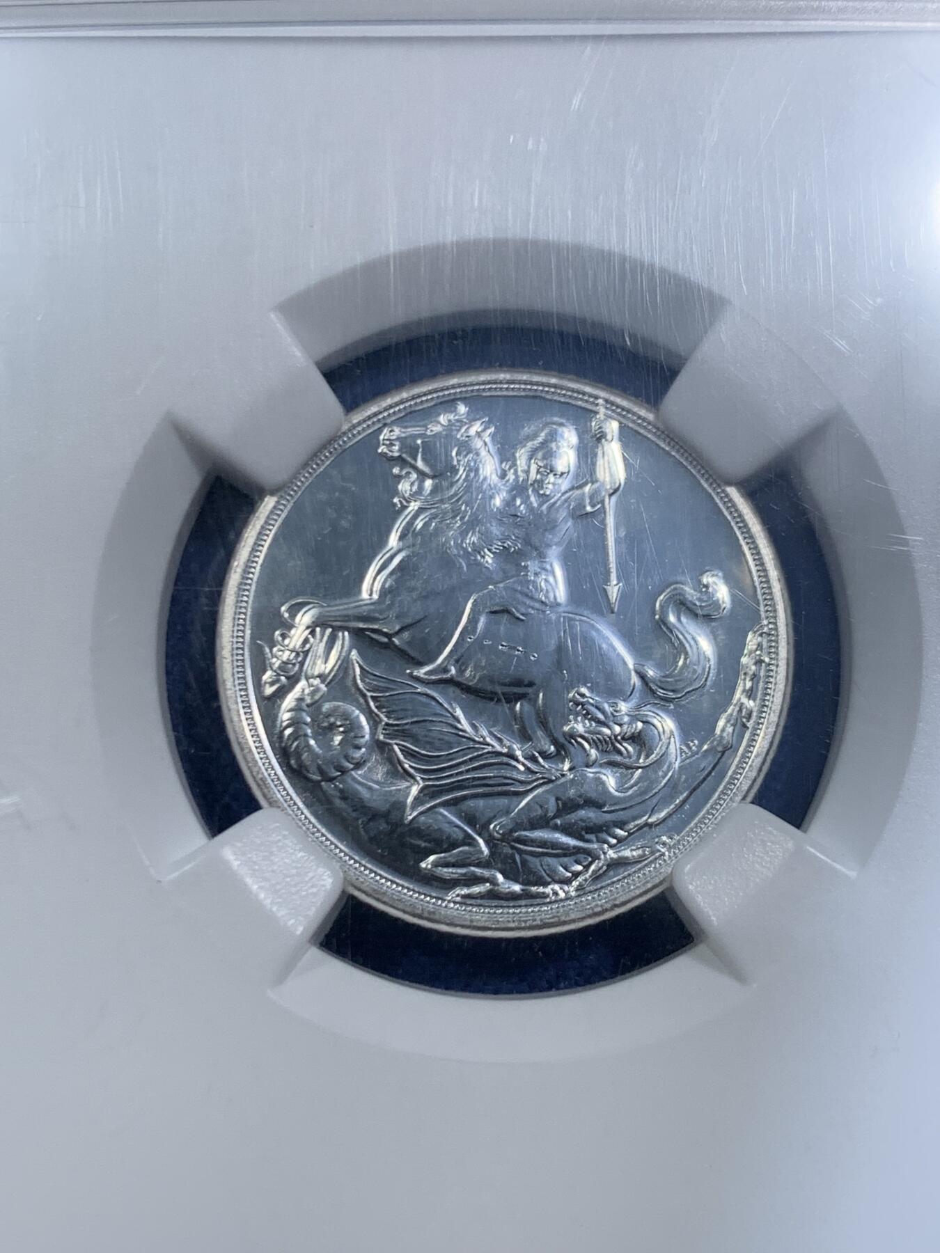 《竞宝斋》第464场 周日，周一，周二，3场连拍 （全场包邮）欢迎送拍 NGC PF66UC 直布罗陀2019年银索维尔，圣乔治屠龙，7.98克，999银，国内少见，收藏马剑图案的可以凑一个。