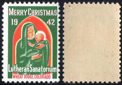 洪涛臻品批发群 精选邮票限时拍卖第1245期  - 美国圣诞节封缄票1942年 圣母圣子图  原胶好品