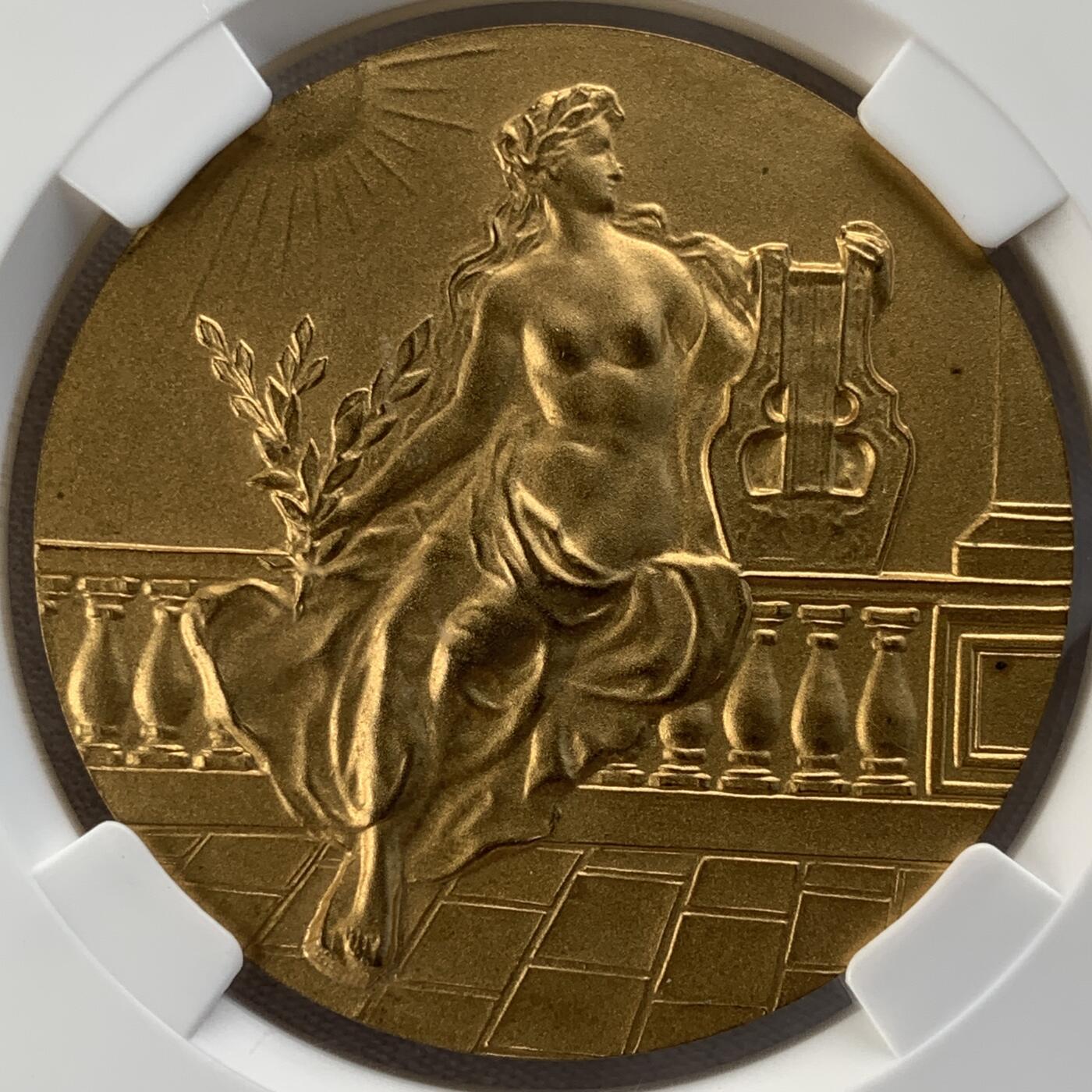 掌中浮雕-藏着的欧洲第052场 1963年比利时镀金铜章，50mm