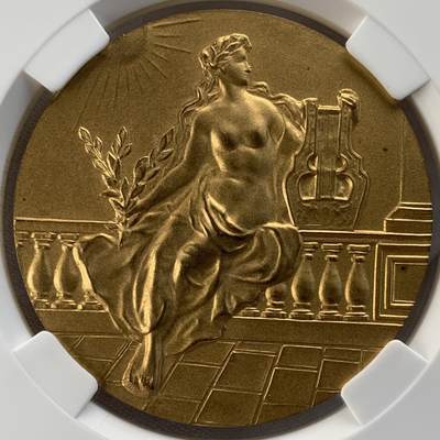 掌中浮雕-藏着的欧洲第052场 - 1963年比利时镀金铜章，50mm