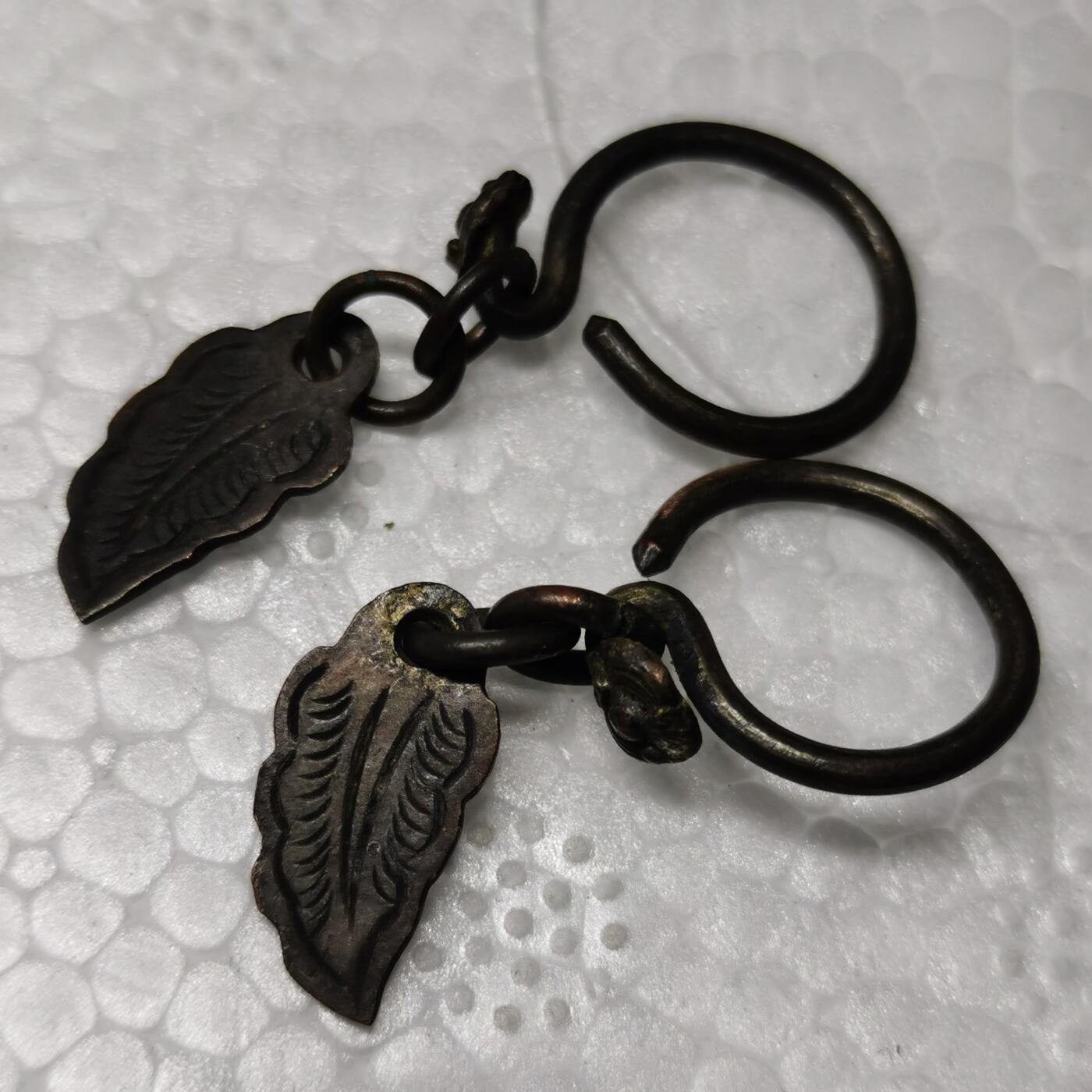 杂件专场98期 清代铜鎏金耳环一对