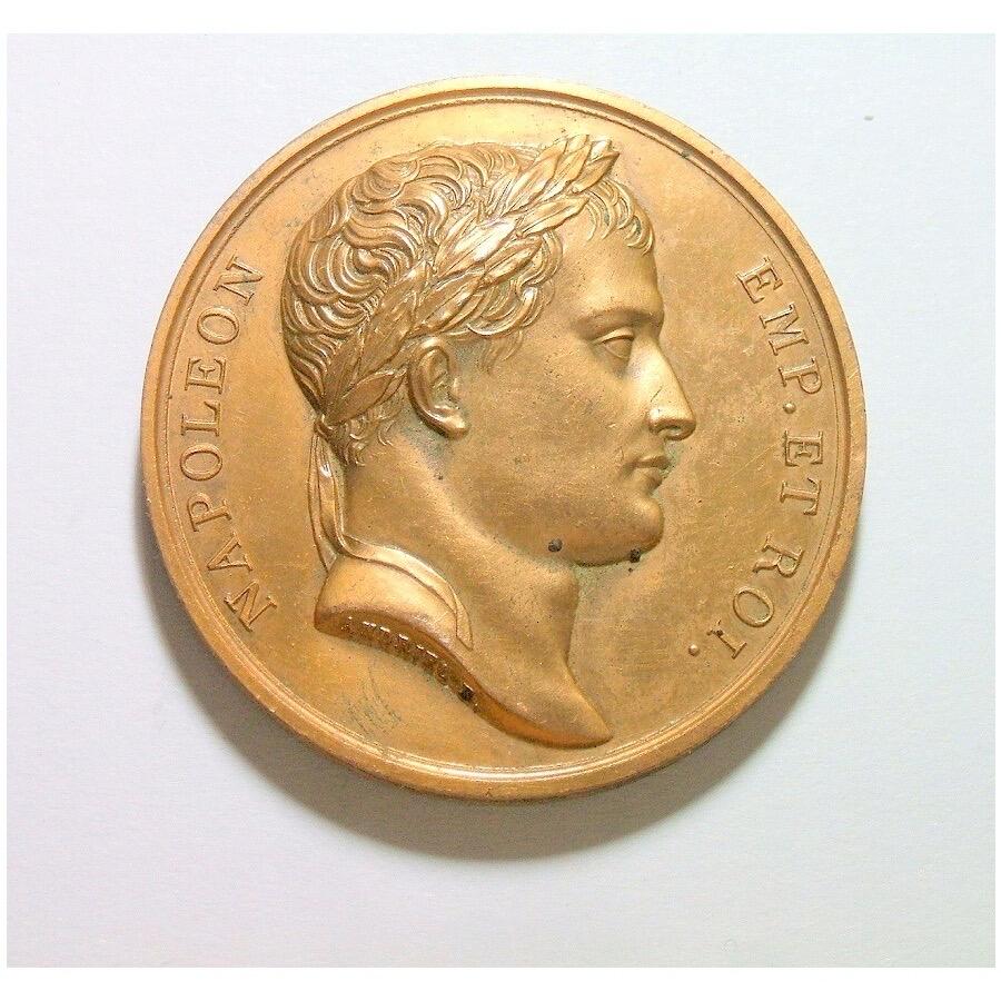 【艺术】法国艺术大章1806年 拿破仑金叶冠+卢浮宫凯旋门建成 高浮雕精制大铜章 40MM