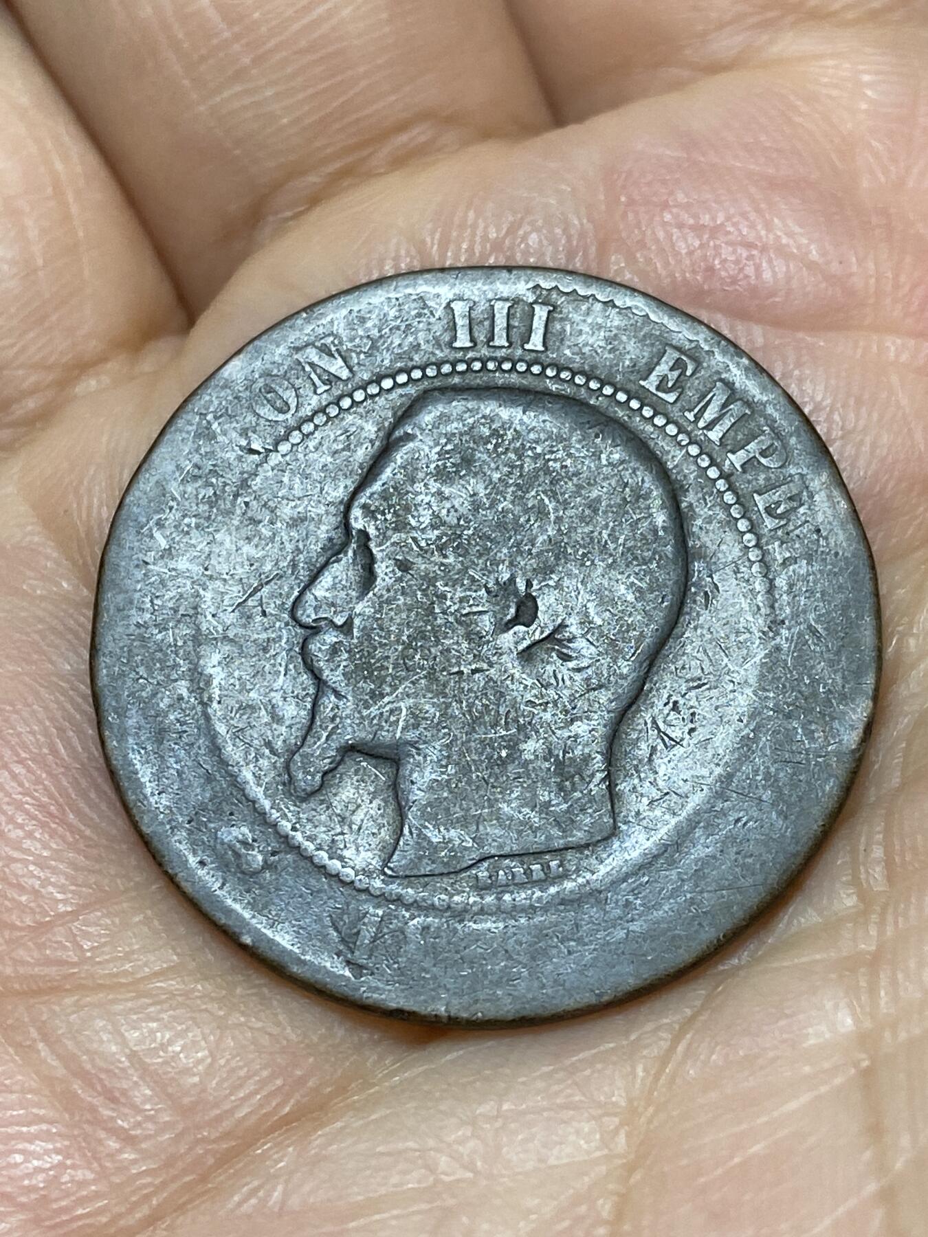 2026年第十八场(总第一百八十七场）外国好品散币场(免佣金) 法兰西第二帝国1855年10生丁(拿破仑三世第一版，MA标马赛造)