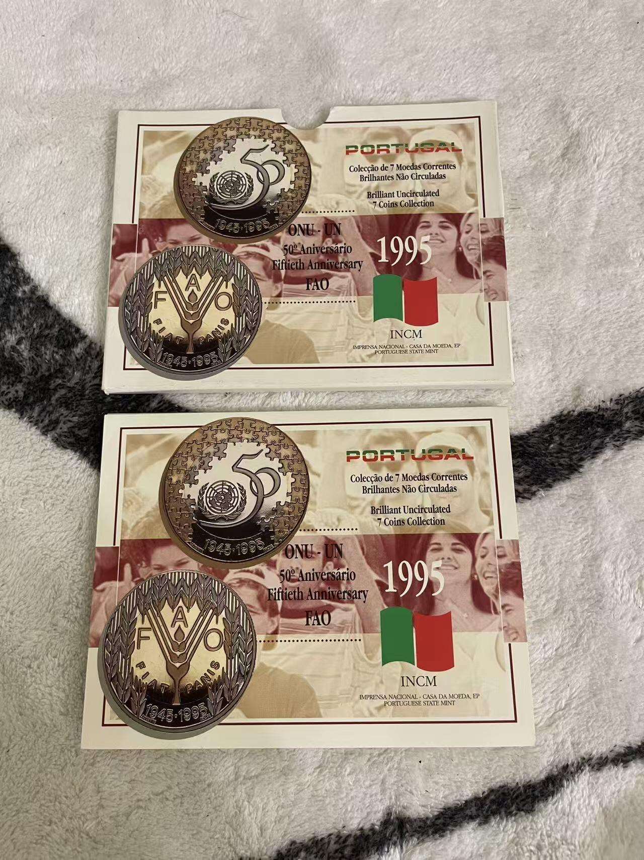 ❤️【币观天下】❤️ 第342期钱币秒杀拍卖场- 2026.2.4秒杀专场 长期征集拍品  葡萄牙1995年联合国50周年FAO 50周年封装套币 含两枚双色高值纪念币 50埃斯库多有氧化点 