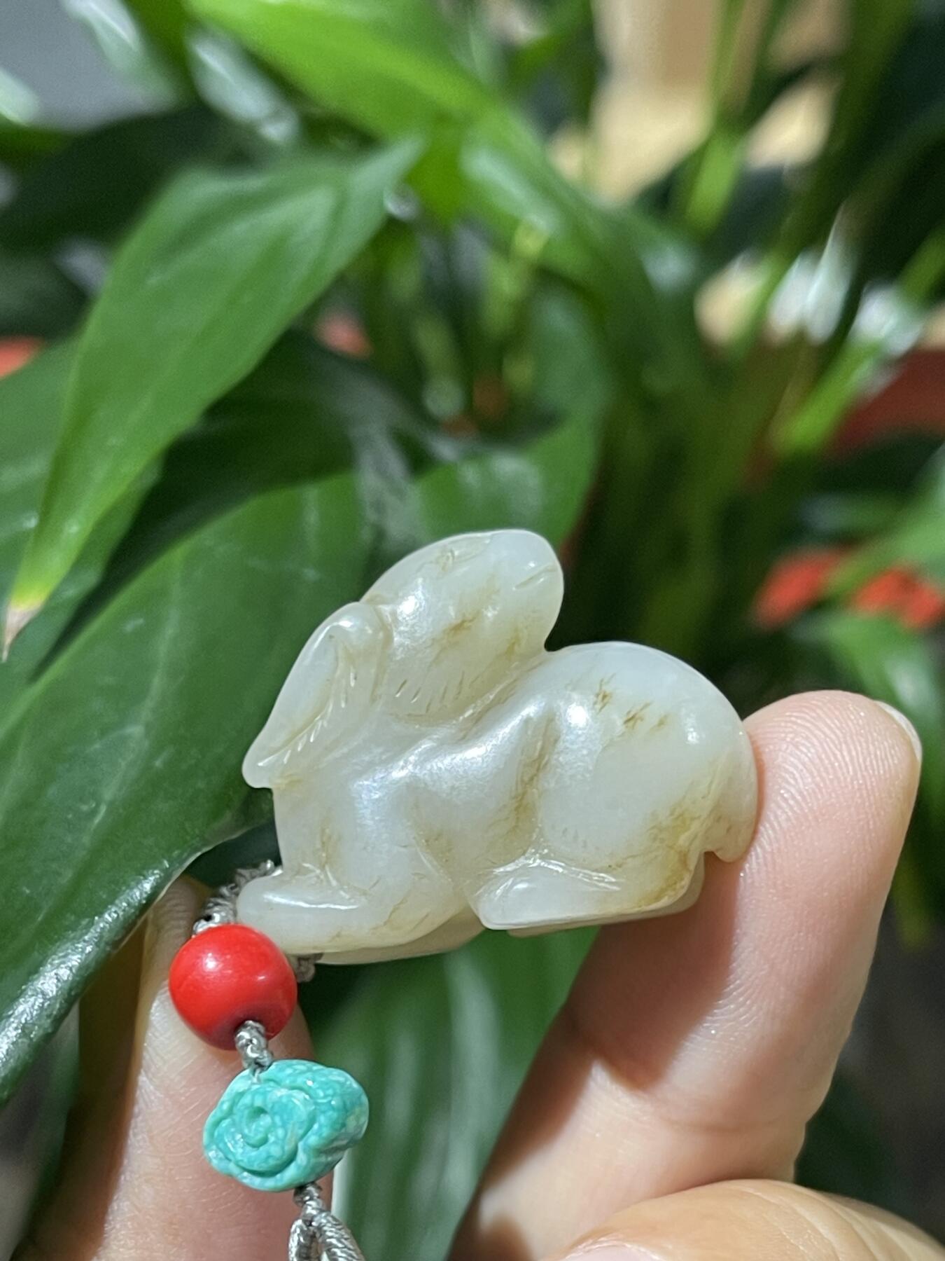 和田玉籽料手工挂饰 和田玉兔子挂饰