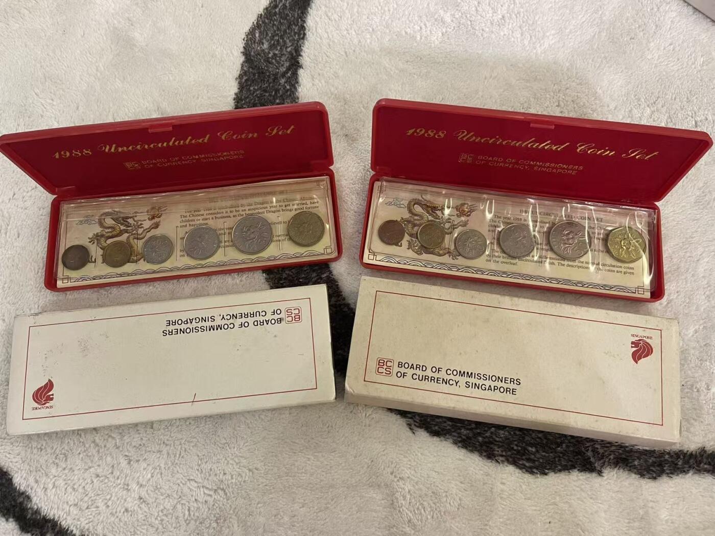 ❤️【币观天下】❤️ 第342期钱币秒杀拍卖场- 2026.2.4秒杀专场 长期征集拍品  新加坡1988年龙年官方盒装套币两套打包