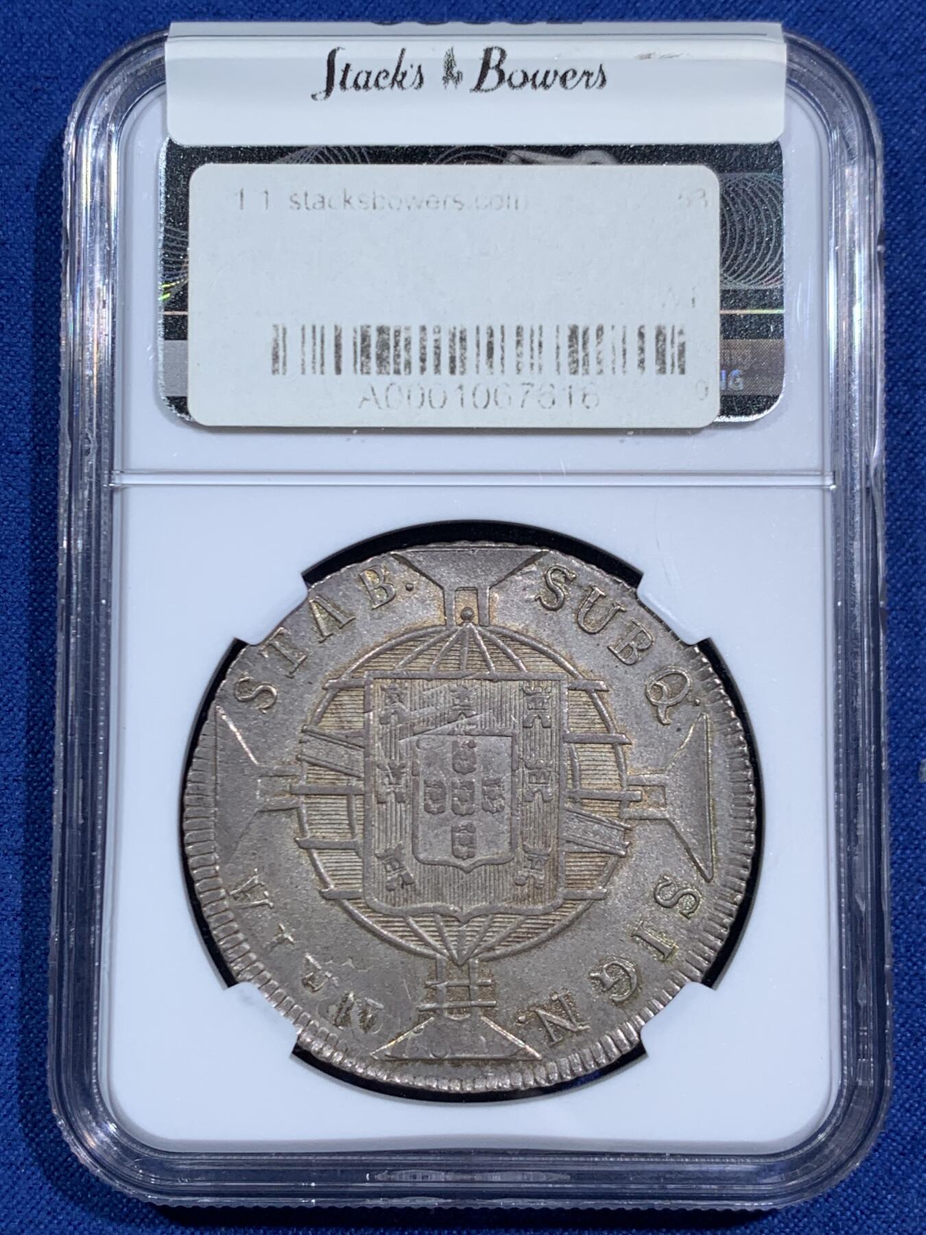 《竞宝斋》第464场 周日，周一，周二，3场连拍 （全场包邮）欢迎送拍 NGC MS64 葡属巴西1819年R版960R地球大银币