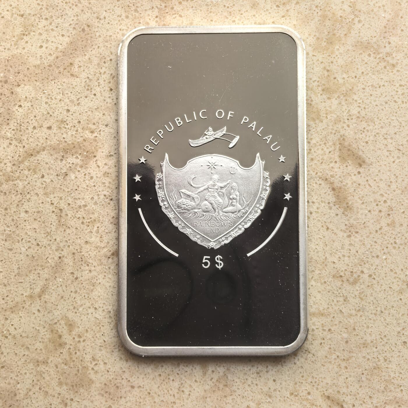 道一币馆币章第一百六十五场 帕劳2013年世界自然奇观-公主港地下河5元彩绘精制银币  20g 925s