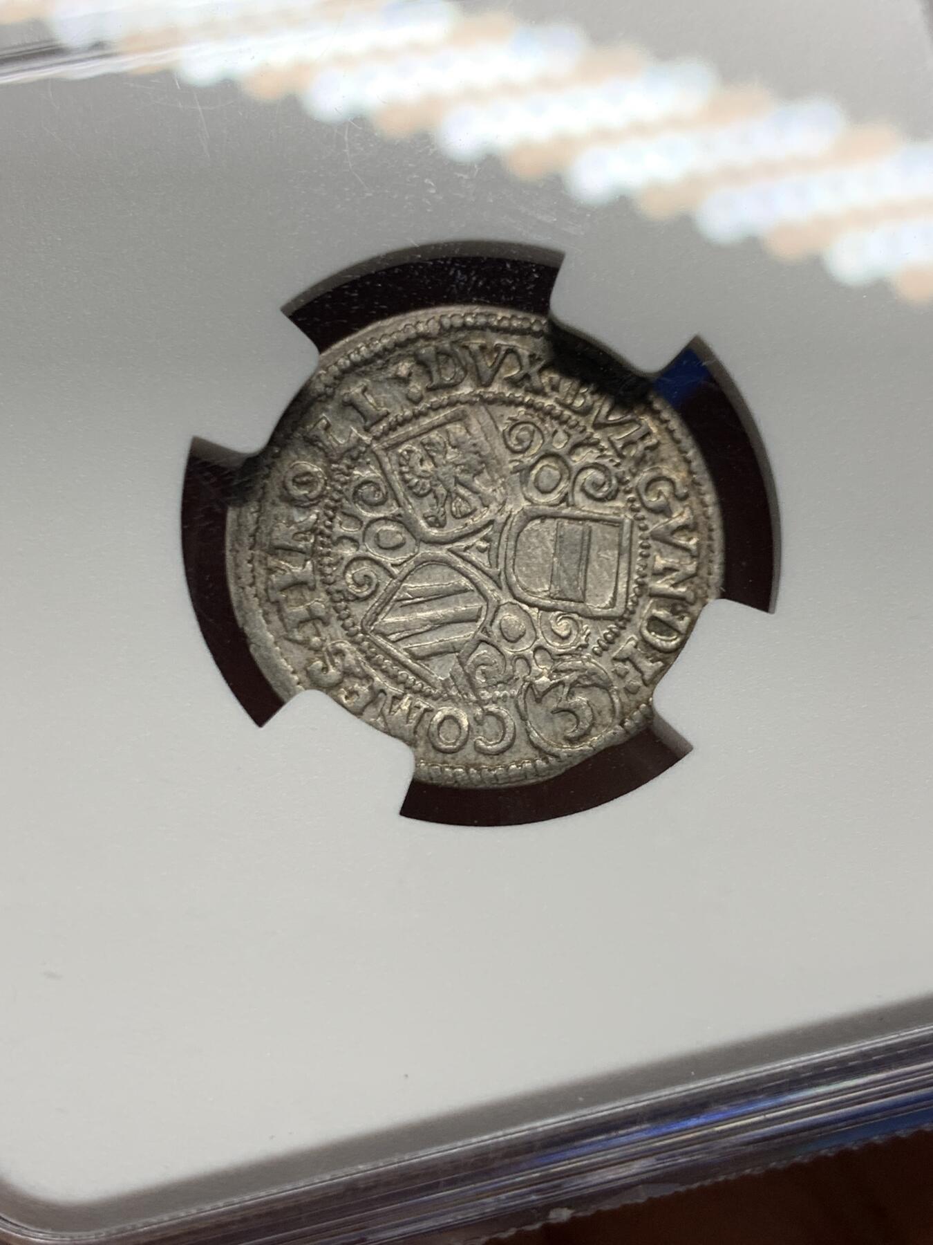 《竞宝斋》第464场 周日，周一，周二，3场连拍 （全场包邮）欢迎送拍 NGC MS62 德国 1625-1632年 神罗帝国 奥地利 3k 银币 早期年份打制银币，有分好品相少见