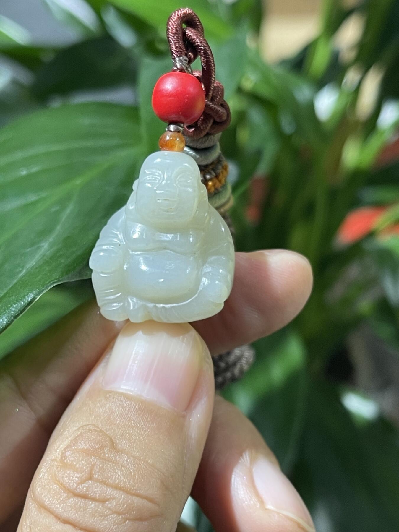 和田玉籽料手工挂饰 和田玉弥勒佛