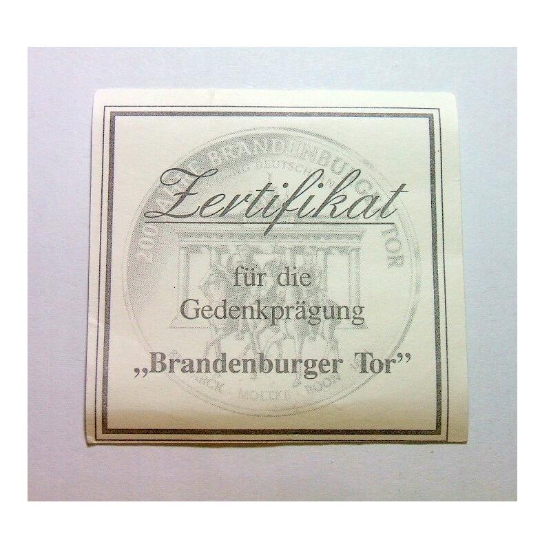 德国1991年勃兰登堡门竣工200年精制高浮雕大镀金章 带证书 40MM