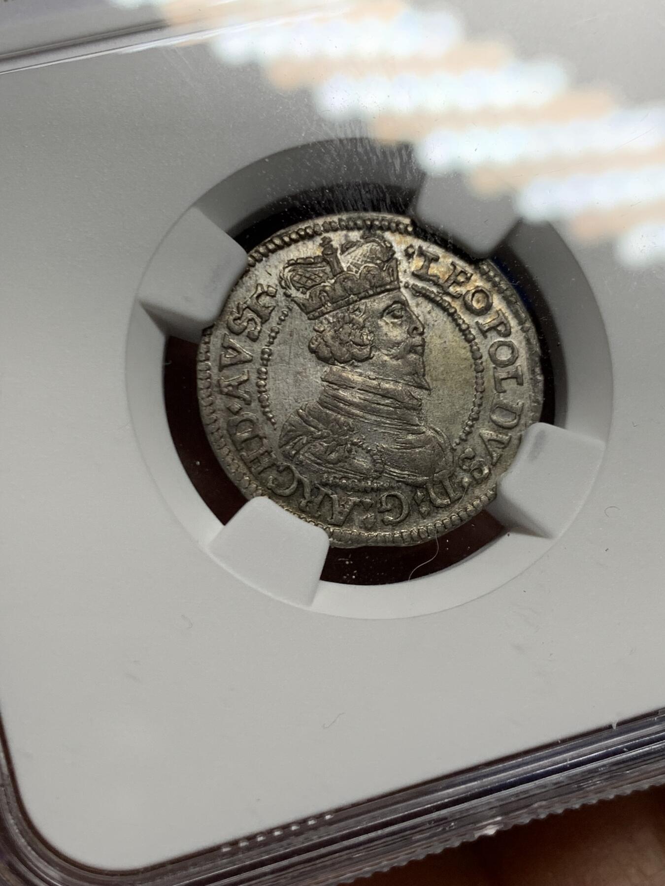 《竞宝斋》第464场 周日，周一，周二，3场连拍 （全场包邮）欢迎送拍 NGC MS62 德国 1625-1632年 神罗帝国 奥地利 3k 银币 早期年份打制银币，有分好品相少见