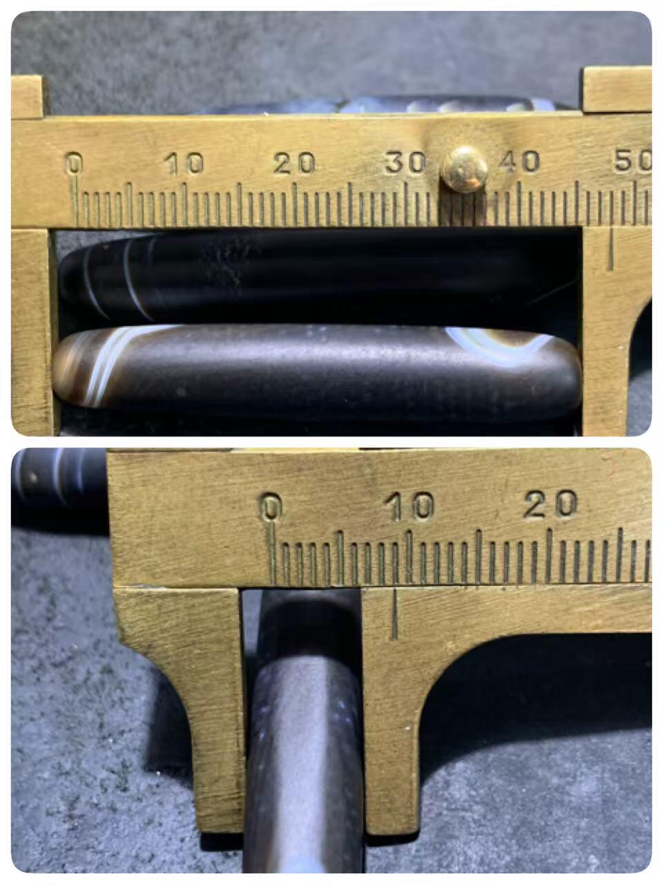 亚光缠丝玛瑙通货桶珠3个，