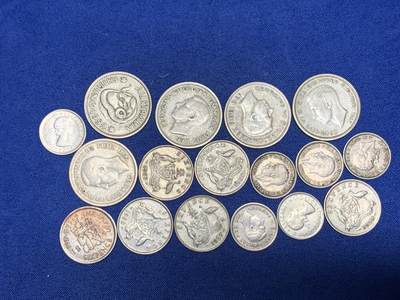 《竞宝斋》第464场 周日，周一，周二，3场连拍 （全场包邮）欢迎送拍 - 17枚一组 澳大利亚1先令银币5枚+6便士银币（维多利亚5枚+乔六1枚）+3便士银币（乔五3枚+乔六1枚+维多利亚2枚）500银 总重53.15克