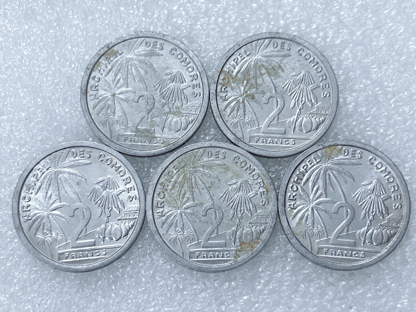 第一海外回流一元起拍收藏 散集专场  第298期 1964年法属科摩罗2法郎铝币 5枚