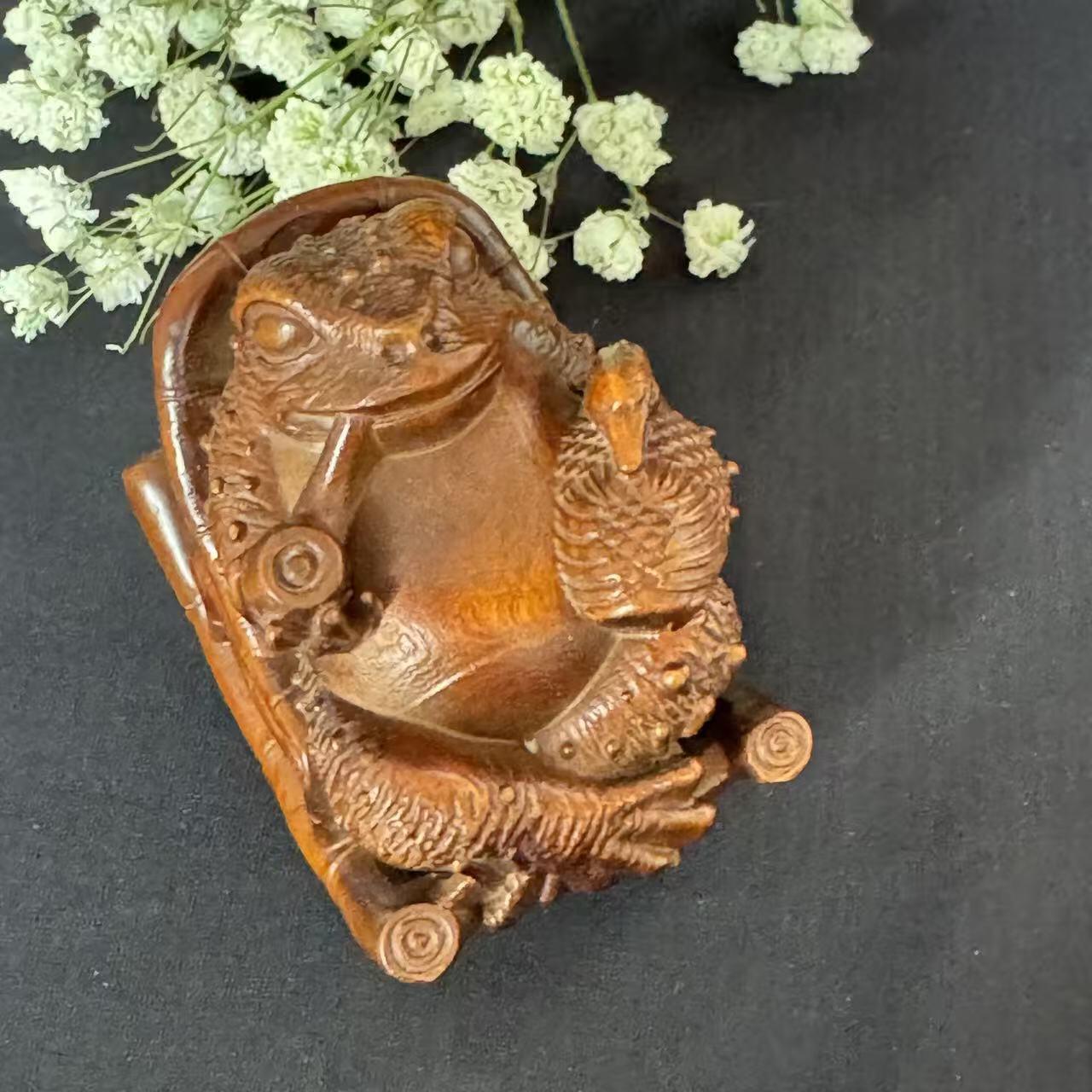 零元拍：黄杨木雕：乐逍遥（古法旧化非科技旧化），60/37.5/54MM，就这么可耐