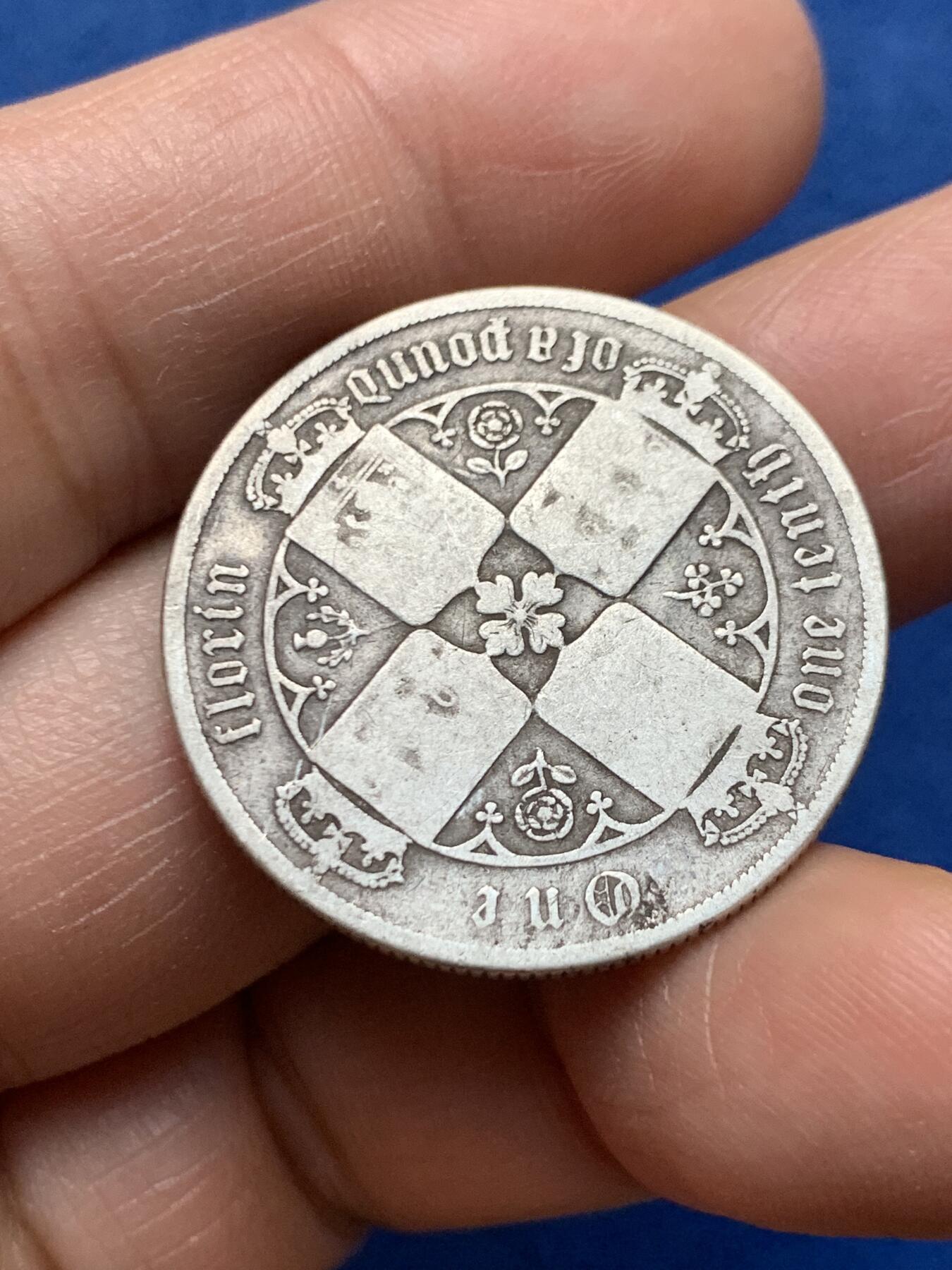 《竞宝斋》第464场 周日，周一，周二，3场连拍 （全场包邮）欢迎送拍 英国1878年哥特体 佛罗林2先令银币