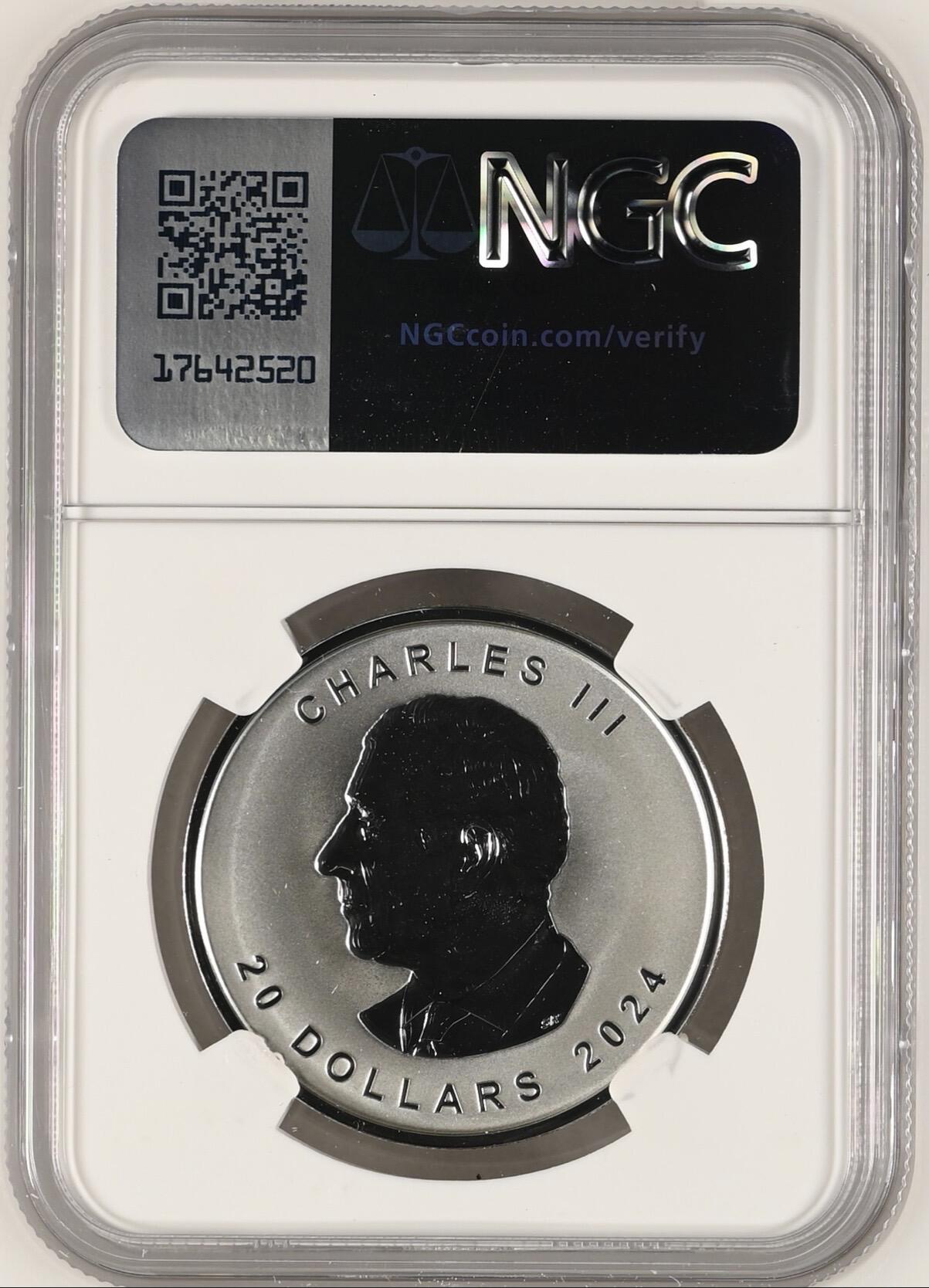 S&S Numismatic世界钱币-拍卖 第120期  加拿大2024年 枫叶-脉动森林 20加元高浮雕反精制1盎司9999银币 NGC REVERSR PF70冠军分