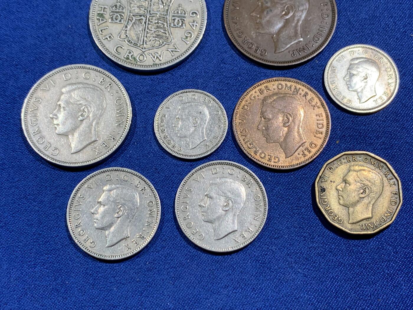 《竞宝斋》第464场 周日，周一，周二，3场连拍 （全场包邮）欢迎送拍 九枚一组 乔治六世硬币