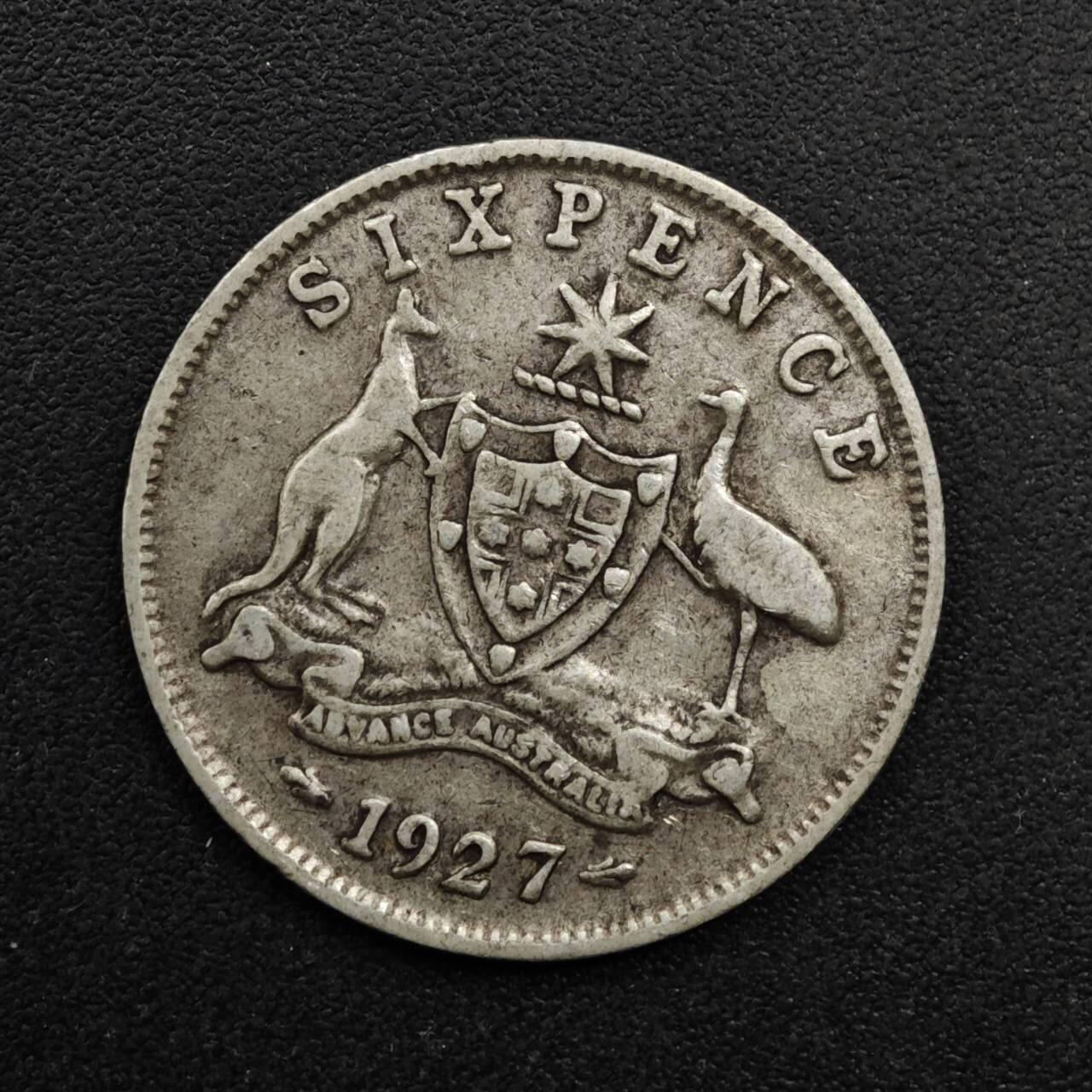 【淘币小摊】实时拍第八百六十三拍   小银币散币场   年前最后一周 之前的预留小年前全部发出 请更换最新收货地址  澳大利亚1927年乔治五世6便士银币
