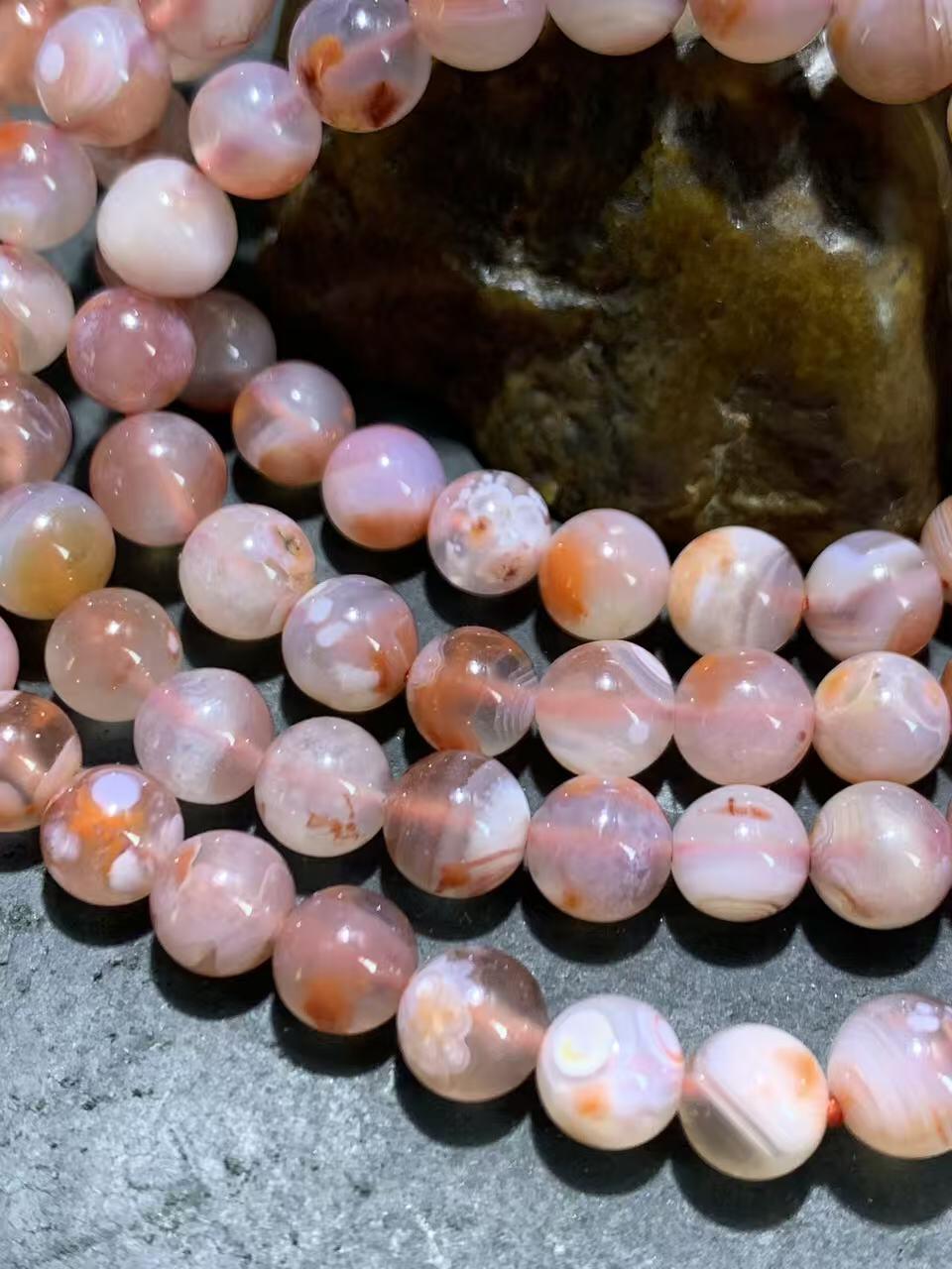 精美川料南红玛瑙荔枝冻飘红多圈手串一条