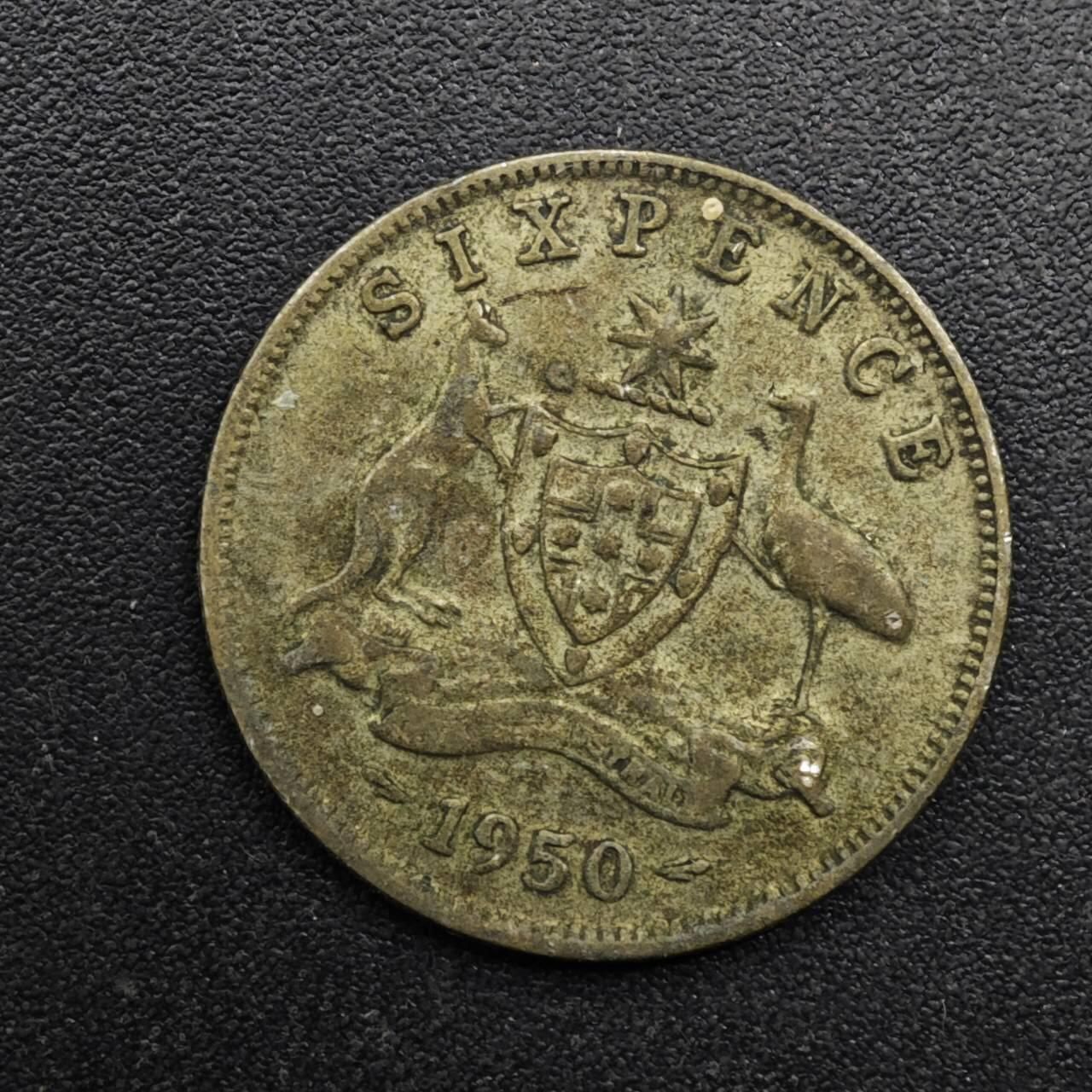 【淘币小摊】实时拍第八百六十三拍   小银币散币场   年前最后一周 之前的预留小年前全部发出 请更换最新收货地址  澳大利亚1950年乔治六世6便士银币