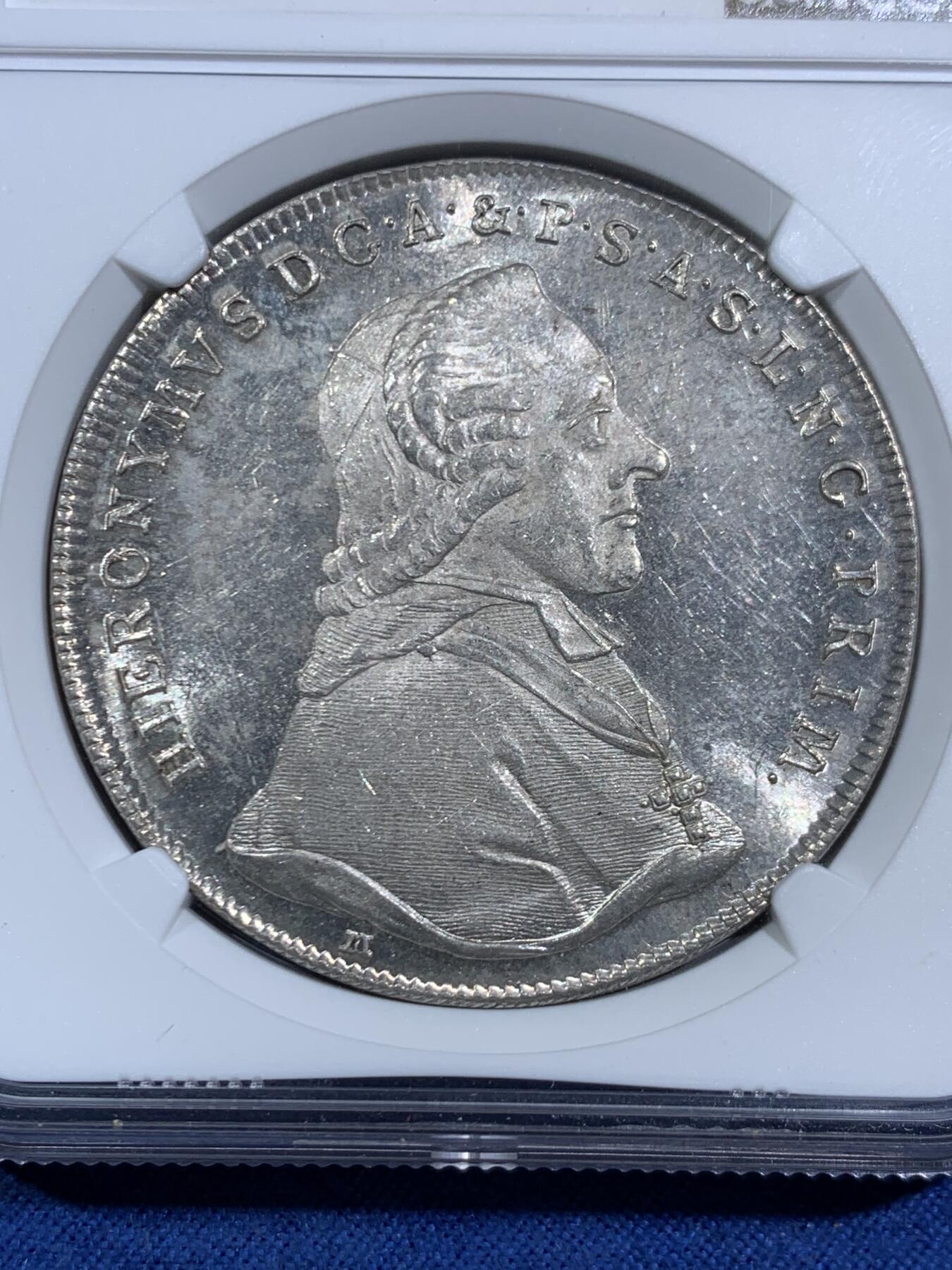 《竞宝斋》第464场 周日，周一，周二，3场连拍 （全场包邮）欢迎送拍 唯一冠军分 NGC MA64+ 1790 萨尔茨堡亲王大主教 泰勒大银币 绝美状态历经200多年犹如初铸 全甚打PL底板 入手便是所有