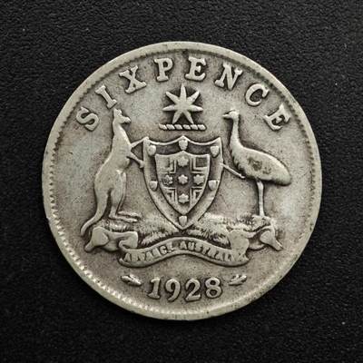 【淘币小摊】实时拍第八百六十三拍   小银币散币场   年前最后一周 之前的预留小年前全部发出 请更换最新收货地址  - 澳大利亚1928年乔治五世6便士银币