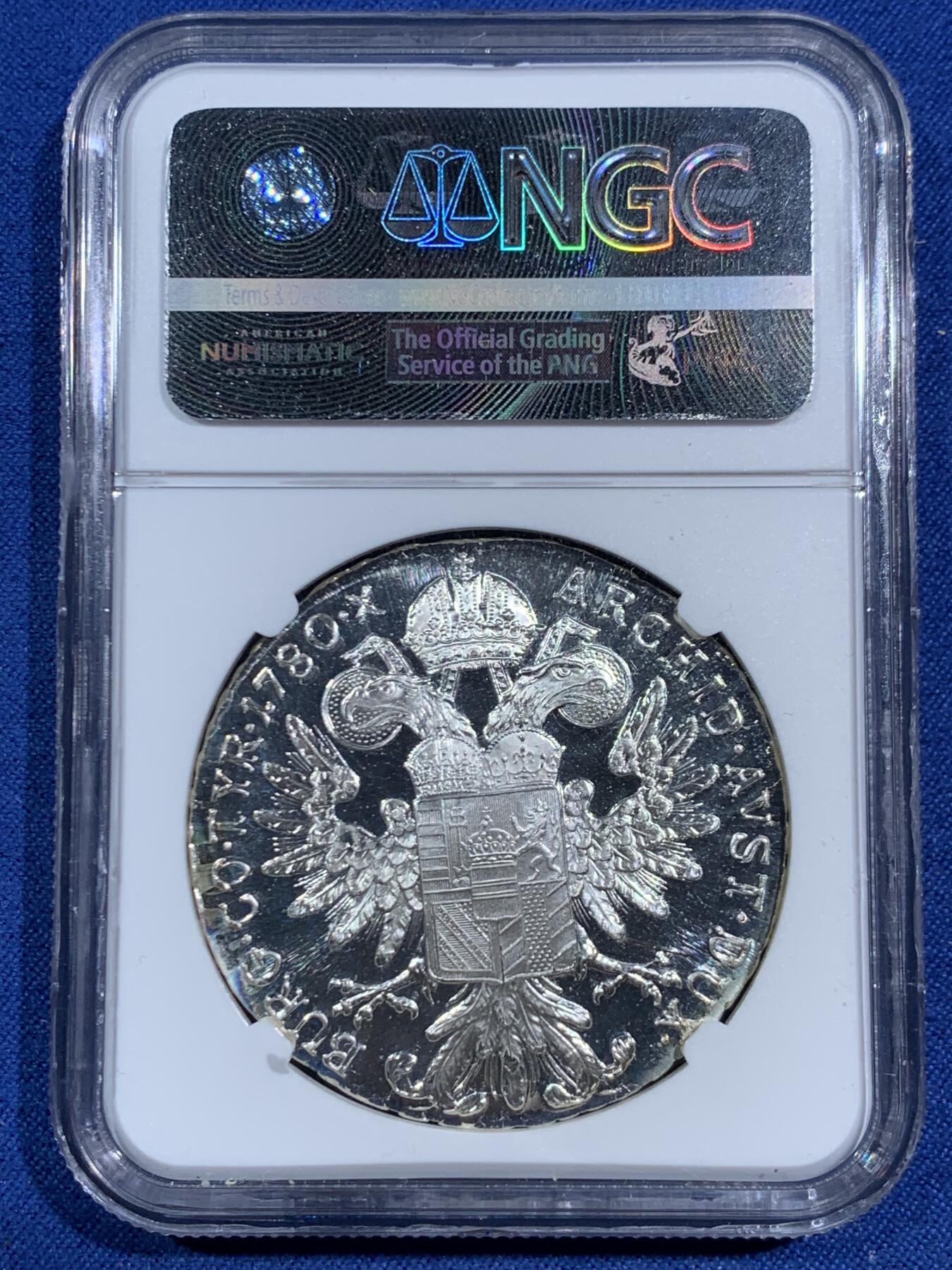 《竞宝斋》第464场 周日，周一，周二，3场连拍 （全场包邮）欢迎送拍 NGC PF68UC 奥地利1780大奶妈泰勒精制银币 后铸版