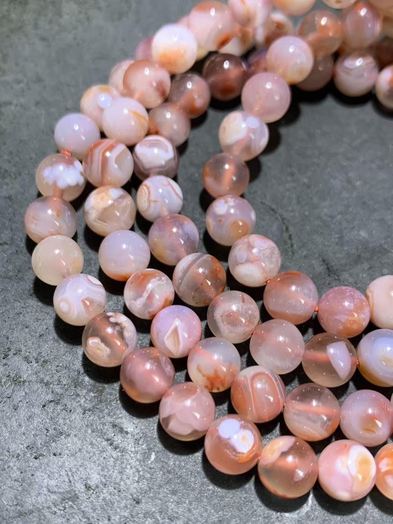 精美川料南红玛瑙荔枝冻飘红多圈手串一条