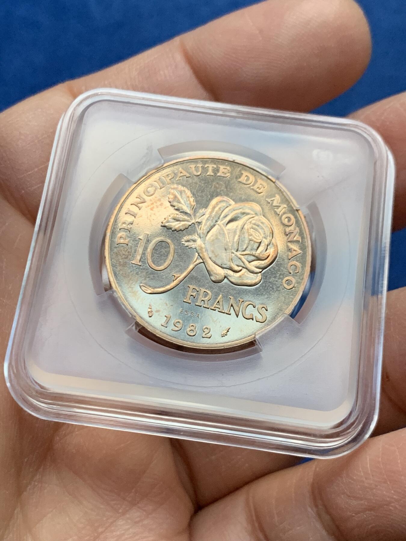 《竞宝斋》第464场 周日，周一，周二，3场连拍 （全场包邮）欢迎送拍 摩纳哥1982年纪念摩纳哥王妃格蕾丝凯丽去世铜样币，铜样比银样更少 品相很好