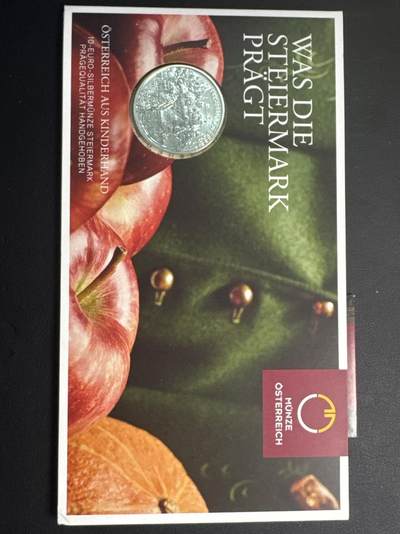 ❤️【币观天下】❤️ 第342期钱币秒杀拍卖场- 2026.2.4秒杀专场 长期征集拍品  - 奥地利联邦省系列银币 原厂封装卡册(面值10欧，重量17.3克)2012年施帝利亚州