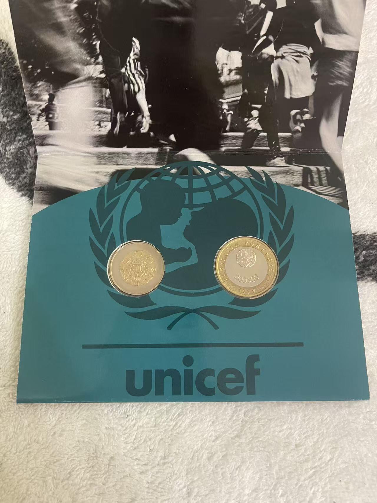 ❤️【币观天下】❤️ 第342期钱币秒杀拍卖场- 2026.2.4秒杀专场 长期征集拍品  葡萄牙1999年联合国儿童基金会成立纪念官方套册 含两枚双色高值纪念币 品相如图 