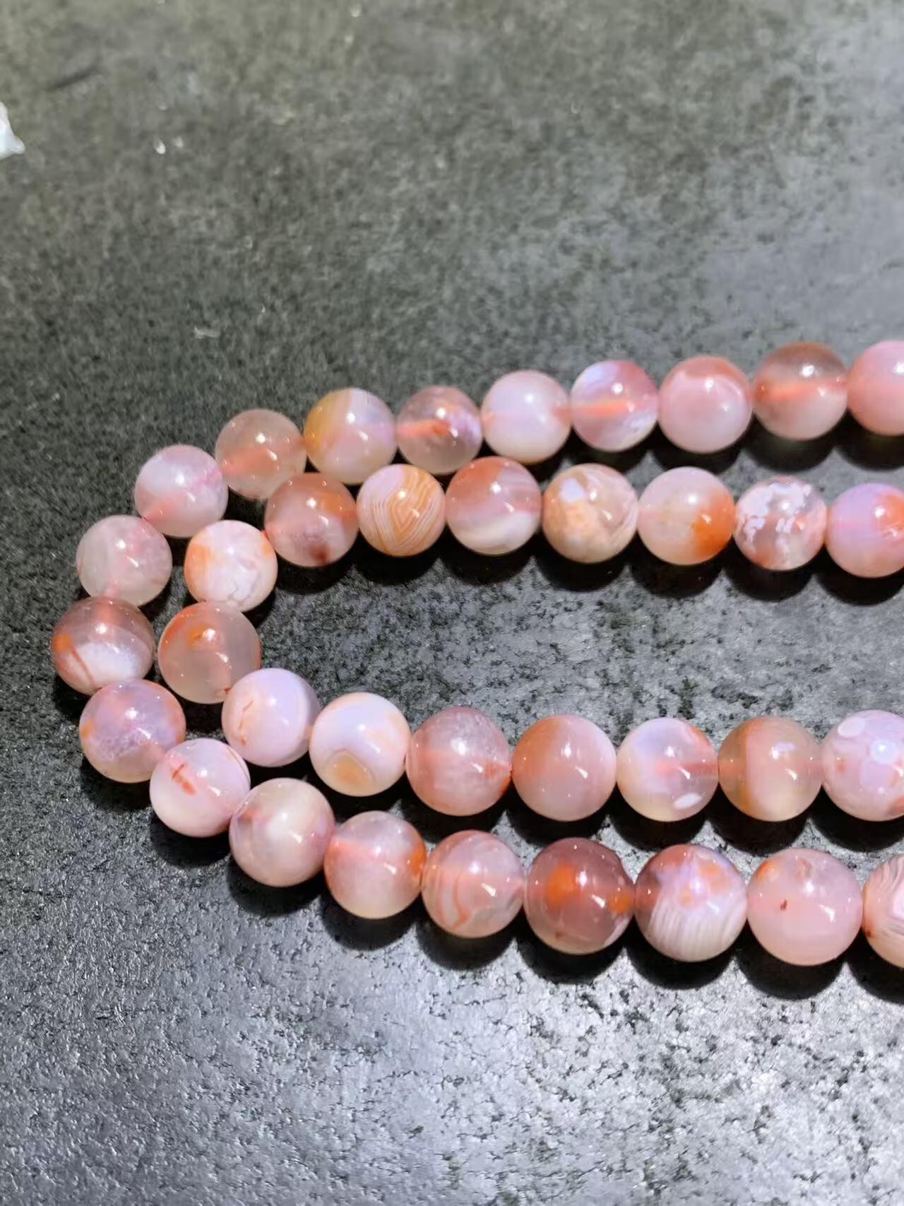 精美川料南红玛瑙荔枝冻飘红多圈手串一条