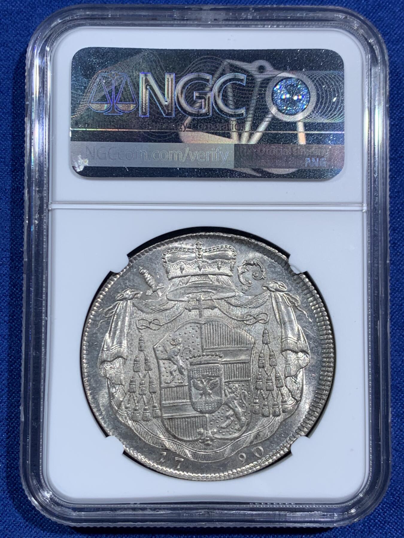 《竞宝斋》第464场 周日，周一，周二，3场连拍 （全场包邮）欢迎送拍 唯一冠军分 NGC MA64+ 1790 萨尔茨堡亲王大主教 泰勒大银币 绝美状态历经200多年犹如初铸 全甚打PL底板 入手便是所有