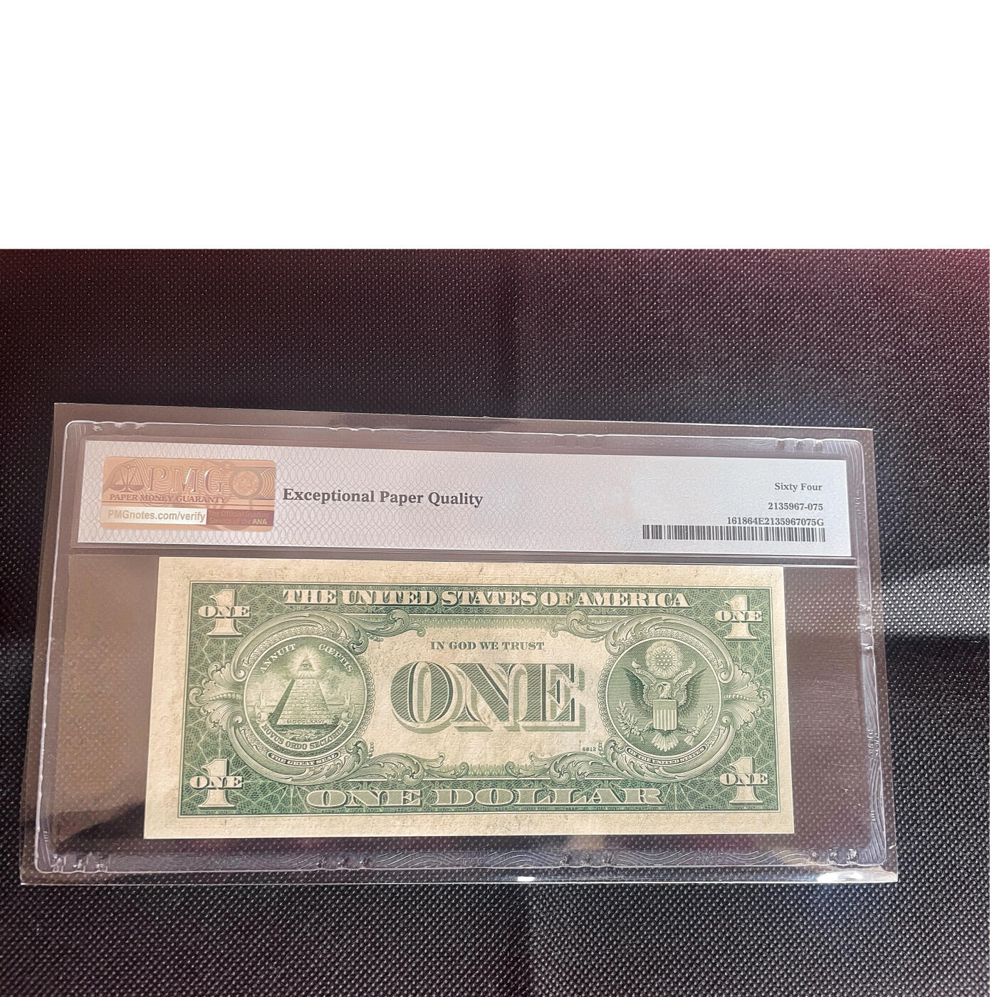 PMG64EPQ美国纸币 美国1935年1美元银币券 蓝库印 