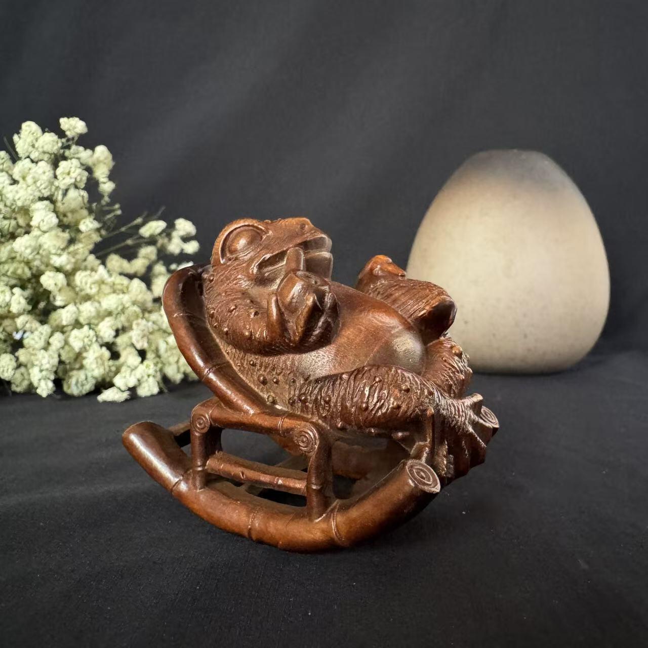 零元拍：黄杨木雕：乐逍遥（古法旧化非科技旧化），60/37.5/54MM，就这么可耐