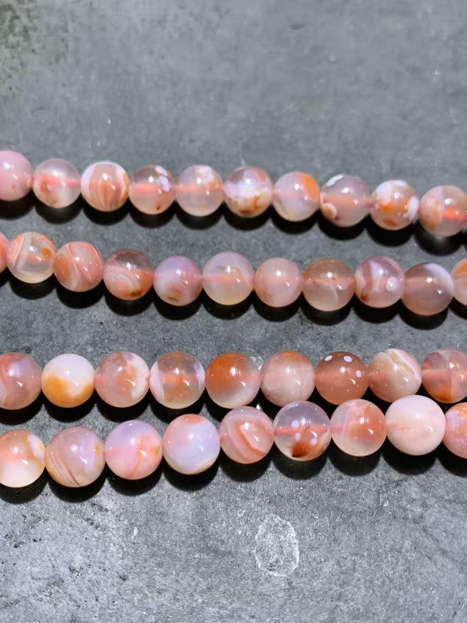 精美川料南红玛瑙荔枝冻飘红多圈手串一条