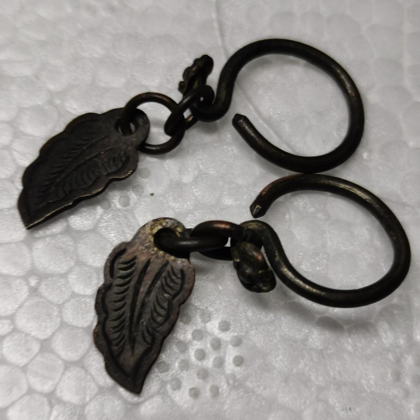 杂件专场98期 清代铜鎏金耳环一对