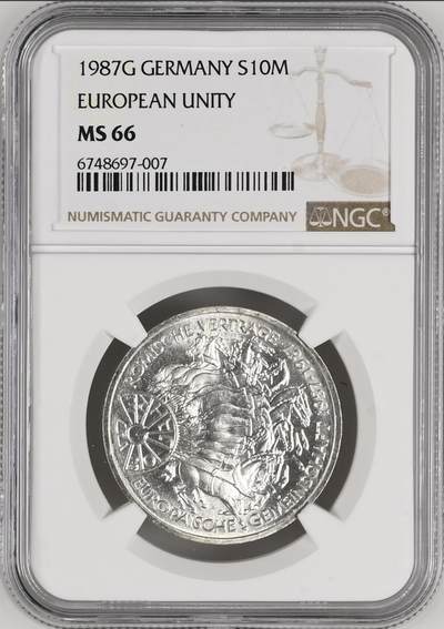 S&S Numismatic世界钱币-拍卖 第120期  - 德国1987年 《罗马条约》30周年 10马克纪念银币 15.5克625银  NGC MS66