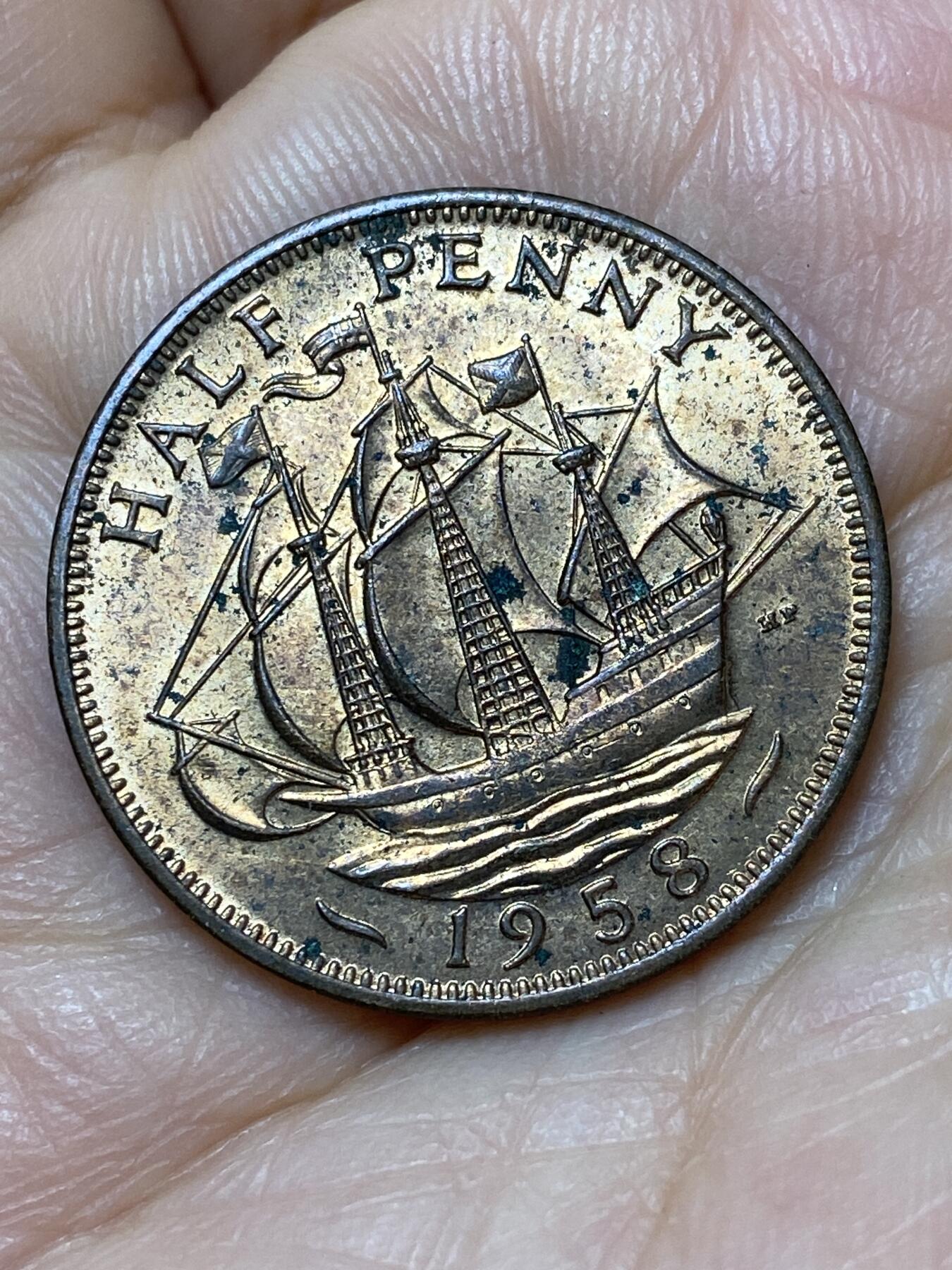 2026年第十八场(总第一百八十七场）外国好品散币场(免佣金) 英国🇬🇧1958年半便士(伊丽莎白二世青年桂冠第二版)