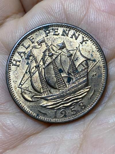 2026年第十八场(总第一百八十七场）外国好品散币场(免佣金) - 英国🇬🇧1958年半便士(伊丽莎白二世青年桂冠第二版)