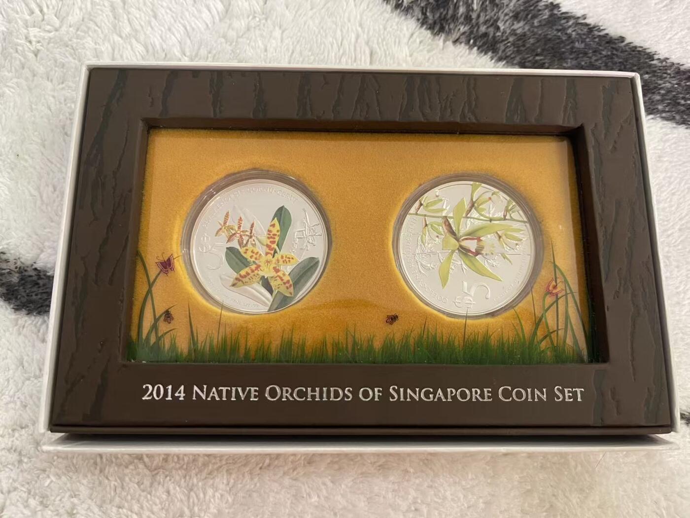 ❤️【币观天下】❤️ 第342期钱币秒杀拍卖场- 2026.2.4秒杀专场 长期征集拍品  新加坡2014年胡姬花精制银币2合1套装 官方原包装 发行量只有3000套 无白盒子盖子